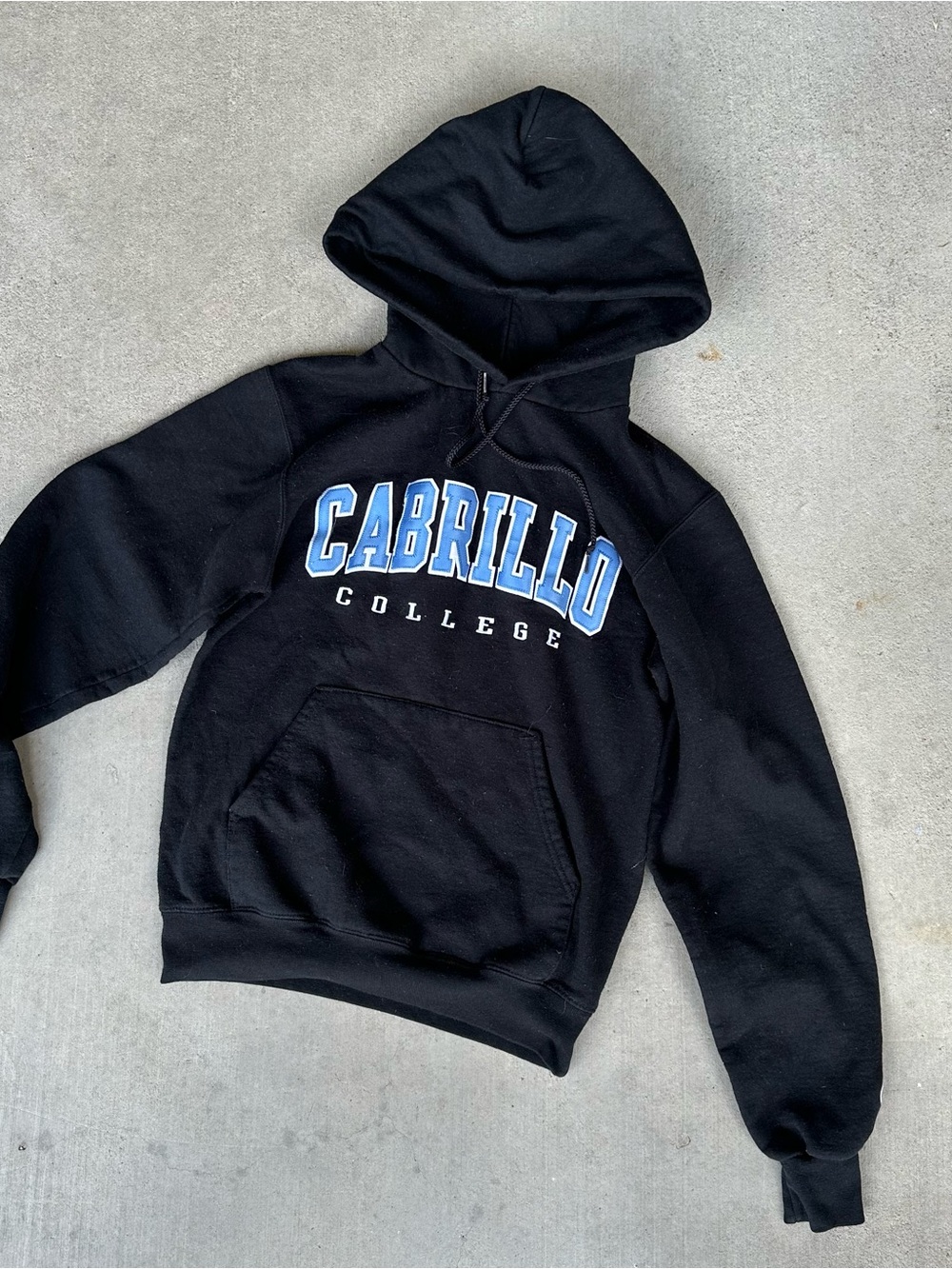 Champion 2000s Black Eco Fleece Hoodie with Blue Cabrillo College Logo